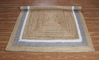 Heavy Material Hand Braided Jute 7x7 Feet Natural Jute Area Rug Beige Multi Geometric Design 0.27" Thick Handwoven Flatweave Carpet for Indoor Outdoor Use – Ideal for Bedroom, Dining Room