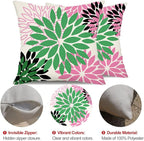 DFXSZ Green Pink Black Flower Pillow Covers 18x18 Inch Set of 2 Outdoor Throw Pillows Outdoor Waterproof Decor for Living Room Sofa Patio Funiture Garden Floral Polyester Pillow Covers 012B18