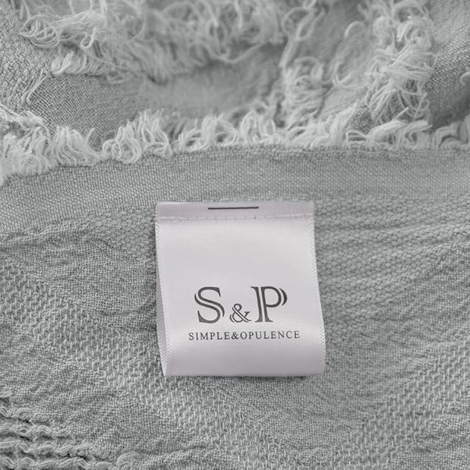 Simple&Opulence Cotton Throw Blanket for Bed, Couch, Boho Textured Geometric Knit Woven Blanket With Tassels Soft, Lightweight Breathable Shabby Chic Farmhouse Decoration for All-Season(Greyish Green)