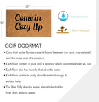 PLUS Haven Coco Coir Home Entrance Door Mat – 17.5" x 30" Come in Cozy Up Welcome Mat – Heavy-Duty Natural Fiber Doormat for Indoor & Outdoor Use