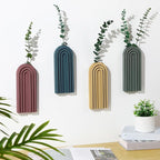 4 Pack Wood Wall Planter Indoor Wall Decor Plant Holders Boho Hanging Planter Vases for Modern Farmhouse Living Room Bedroom Rainbow Decor (Morandi Color)
