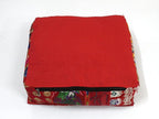 Mam Treasures Indian Bohemian Decorative Pillow Vintage Cushion Cover Patchwork Square Floor Pillow Cover Meditation Cushion Large Floor Pillow Indian Cushion (Red, 18 X 18 X 5 Inch)