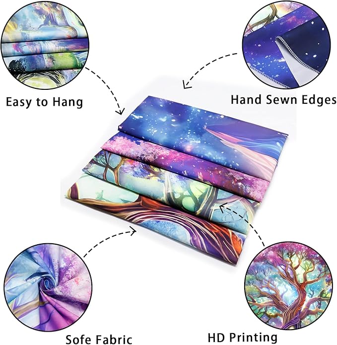 Huzuya Tree of Life Tapestry Blacklight Aesthetic Tree Tapestry UV Reactive Galaxy Space Tapestries Fantasy Waterfall Wall Tapestries Colorful Starry Sky Wall Hanging Decor for Home