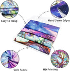 Huzuya Tree of Life Tapestry Blacklight Aesthetic Tree Tapestry UV Reactive Galaxy Space Tapestries Fantasy Waterfall Wall Tapestries Colorful Starry Sky Wall Hanging Decor for Home