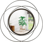 Circle Mirror for Wall with Iron Metal Wire Frame Wall-Mounted Mirror for Home Decor Living Room Bedroom Bathroom Entryway Large Brass 24" x 24"