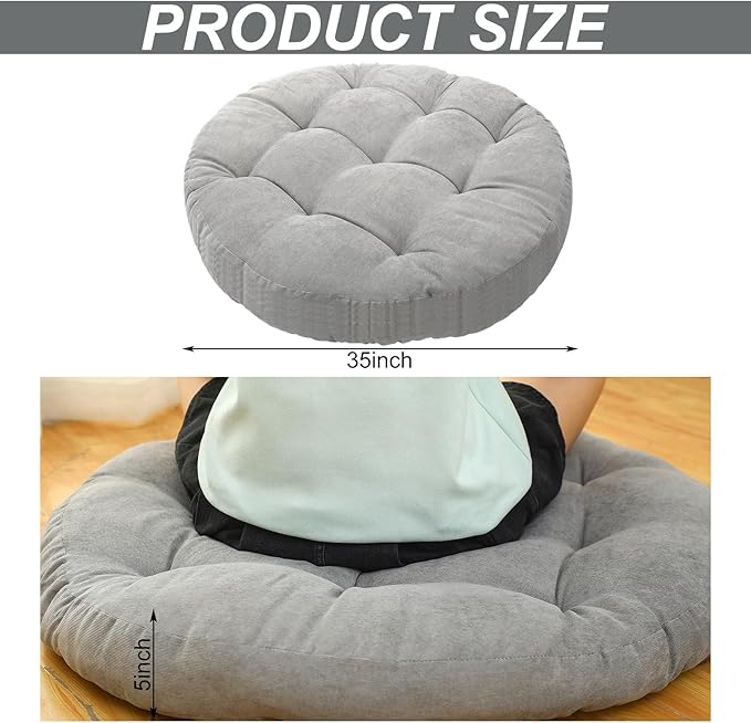 Extra Large Floor Pillow 35 Inch Round Circle Chair Floor Meditation Cushion Papasan Swing Cushion for Adults Oversized Playroom Pillows Big Pillow for Yoga Living Room Sofa