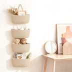 Dahey Over The Door Hanging Basket 4-Tier Woven Boho Wall Mounted Storage Organizer with Hooks for Bedroom Nursery Bathroom Apartments Dorm Pantry Decor, Jute