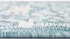 Rugs.com Outdoor Aztec Collection Rug – 8 Ft Runner Aqua Flatweave Rug Perfect for Hallways, Entryways