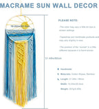 Artilady Mcrame Blue Sun Wall Decor- Boho Wall Hanging Tapestry Sunset Wall Art, Boho Woven Tapestries Big Dream Catcher Colorful Decor for Bedroom Living Room Nursery (Blue Sunset)