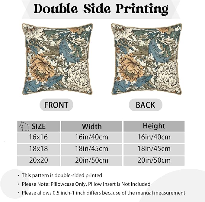 KSLIDS Vintage Flowers Soft Velvet Throw Pillow Covers Set of 2 Floral Plant Leaves Decorative Pillow Covers 18x18 Inch Yellow White Flowers Pillow Case for Sofa Couch Bedroom Farmhouse Home Decor