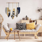 Betylifoy Macrame Leaf Wall Hanging, Boho Wall Decor, Handmade Woven Leaf Feather Boho Tapestry Bohemian Chic Wall Art Decor for Bedroom Living Room Nursery Apartment Backdrop