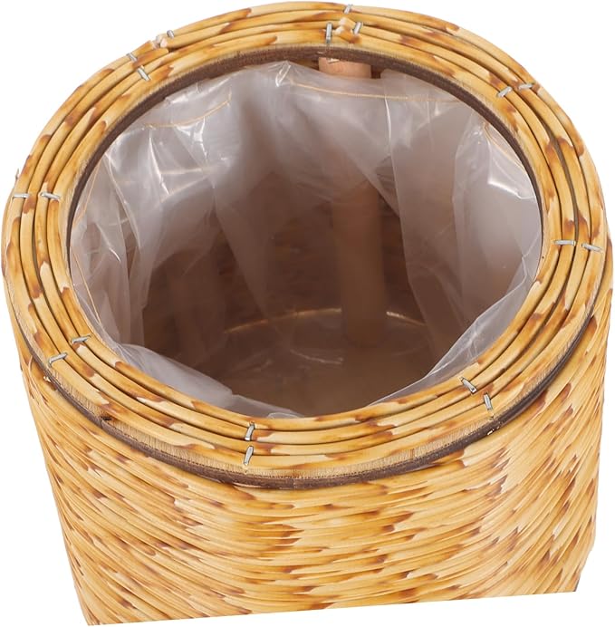 Large Wicker Basket Plant Stand Indoor Wooden Round Woven Planter Rattan Flower Pot Holder Flower Pot Shelf for Home Decor
