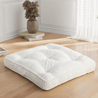 Floor Pillow, 22x22 Tufted Floor Cushion for Adults, Square Large Meditation Cushion Pillow, Corduroy Sitting with Handle, Yoga Seating for Tatami, Beige, 1Pack