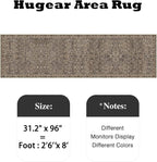 HUGEAR 2'6''x8 Runner Rug Machine Washable Retro Brown Hallway Area Rug Indoor Vintage Rugs Floral Low Pile Carpet Soft Throw Rugs Bedroom Living Room Office Dining Kitchen Laundry Non Slip