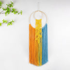 LB Boho Colorful Macrame Wall Hanging Yellow Hand Woven Leaf Pattern Tapestry Wall Art with Wood beads Modern Aesthetic Tassel Wall Decor for Home, Bedroom, Living Room