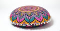 Round Mandala Floor Pillow Cover Seating Cushion Throw Cover Ottoman Pouf Cover Pom Pom Pillow Cases Hippie Decorative Bohemian Boho Indian 22 Inches (New Pink)
