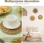 7Pack Boho Wall Basket Set Hanging Woven Wall Basket Decor Rattan Flat Round Wicker Wall Art Set Round Wall Art for Living Room Kitchen Office Bathroom Dining Room (Style 5)