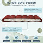 downluxe Outdoor Bench Cushion for Patio Furniture, Water Resistant Tufted Overstuffed Porch Swing Cushions, Thick Outdoor Loveseat Cushions, 48" X 18" X 5", Brick Red, Set of 1