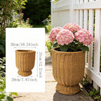 12 Inch Hand Woven Rattan Planter Pot with Stand - Large Decorative Basket for Indoor Plants, Flowers, and Storage - Boho Home Decor for Living Room, Patio, and Entryway (Ginger)