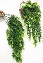 Artificial Hanging Vines, Faux Ivy Green Leaves Vine Plastic Chain Foliage Rattan Willow Plants Fake Greenery Leaf Garland UV Resistant for Indoor Outdoor Garden Door Wall Wedding Decoration 2 Pack