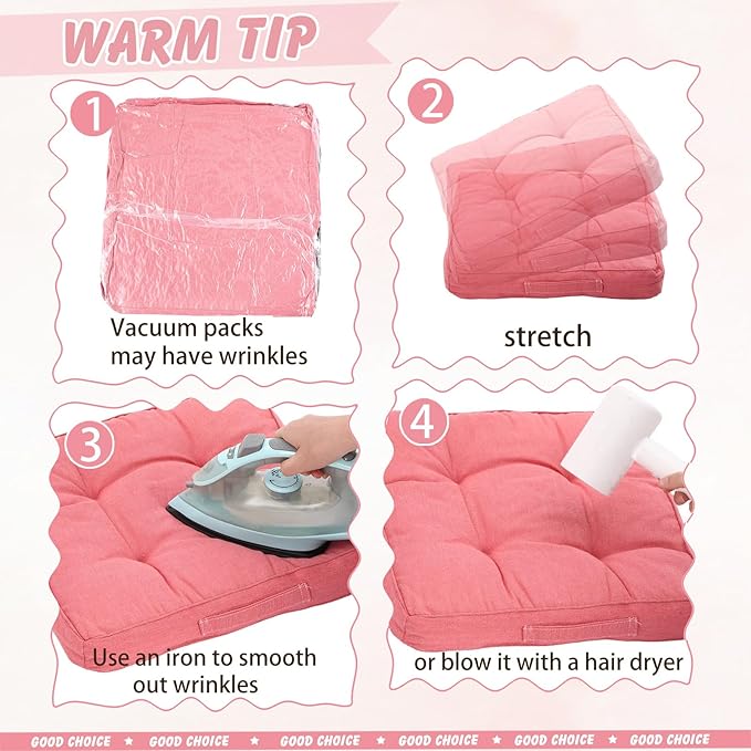 Gerrii 8 Pieces Floor Cushions for Kids Classroom Flexible Floor Seating Cushions Pillows for Home School Kindergarten Daycare Nursery(Square,Pink and Green Series)