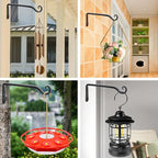 FEED GARDEN Wall Hook Hanging Plant Bracket 10 Inch 2 Pack, Hand-Forged Plant Hanger for Hanging Bird Feeders, Wind Chimes, Flower Baskets, Yoga Mat, Indoor/Outdoor Use, Black