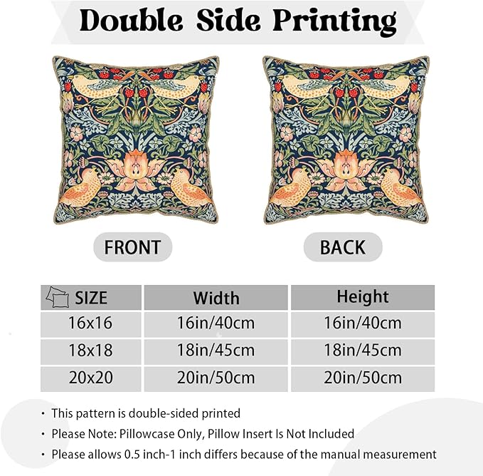 KSLIDS Navy Blue Sage Green Soft Velvet Throw Pillow Covers Set of 2 Red Strawberry Floral Bird Decorative Pillow Covers 20x20 Inch Vintage Chinoiserie Pillow Case for Sofa Couch Farmhouse Home Decor