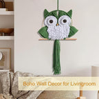 ACEDSGN Macrame Owl Wall Hanging Boho Hippy Decor, Handmade Tapestry Fiber Art Wall Decor for Nursery Bedroom Living Room, Sustainable Gift for Owl Lovers & Nature Fans