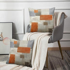 Emvency Set of 2 Orange Beige and Grey Throw Pillow Covers Modern Abstract Painting Decorative Pillow Cases Home Decor Standard Square 22x22 Inches Pillowcases