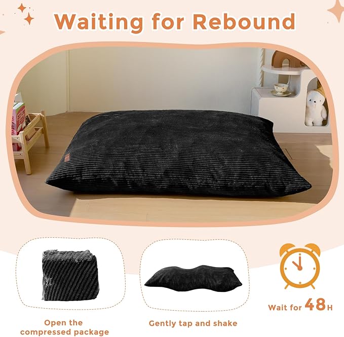 MAXYOYO 3 in 1 Kids Bean Bag Chair Bed, Convertible Chair Folds from Bean Bag to Lounger, Child Floor Sofa for Gaming, Reading, Floor Mattress with High-Density Foam Filling