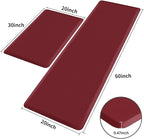 HappyTrends 2 PCS Kitchen Mat Cushioned Anti-Fatigue Floor Mat, Heavy Duty Ergonomic Comfort Foam Standing Mat, Waterproof Non-Slip Kitchen Rugs for Home, Office(20"x30"+20"x60",Red)