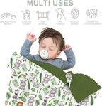 Jungle Safari Tropical Leaves Baby Blankets for Girl Boy Lion Elephant Hippo Zebra Giraffe Soft Mink Dotted Backing Double Layer Swaddle Blanket for Toddler Nursery African Animals Bed Blanket 30x40