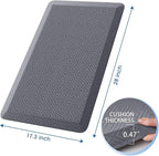 Mattitude Kitchen Mat Cushioned Anti-Fatigue Floor Mat Water Resistant Non-Slip Mats and Rugs Standing and Comfort Desk Mats for House Sink Office Laundry (Grey, 17.3"x28")