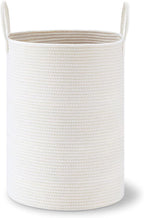 VIPOSCO Large Laundry Hamper, Tall Woven Rope Storage Basket for Blanket, Toys, Dirty Clothes in Living Room, Bathroom, Bedroom - 72L White
