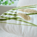 vctops Farmhouse Pampas Grass Cotton Tufted Throw Pillow Cover Boho Embroidery Pillowcase Soft Square Cushion Case for Sofa Couch Bed Chair (Khaki,18"x18")