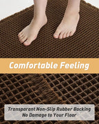 AMOAMI Upgraded Waffle Bath Mat, Super Absorbent Non Slip Bath Mats for Bathroom Floor, Machine Washable Bathroom Rugs with Tassels, Rubber Backed Bathroom Mats, Ultra Soft, 17" x 24",Terracotta