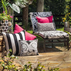 Pillow Perfect Stripe Indoor/Outdoor Accent Throw Pillow, Plush Fill, Weather, and Fade Resistant, Large Throw - 18.5" x 18.5", Black/White Cabana Stripe, 2 Count
