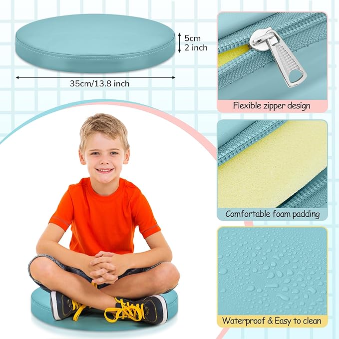Juexica 8 Pcs Extra Thick Flexible Seating Floor Cushions Assorted Colored Floor Pillow Classroom Seat Cushions Soft Classroom Seating for Kids Learning Daycare School Chair(Advanced Color)