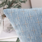 MIULEE Pack of 2 Decorative Burlap Linen Throw Pillow Covers Modern Farmhouse Pillowcase Rustic Woven Textured Cushion Cover for Sofa Couch Bed 18x18 Inch Light Blue