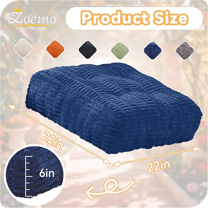 Floor Pillow Cushion for Adults, Meditation Cushion Pillow, Large Square Floor Sitting, for Tatami Living Room or Yoga, 22x22 Inch
