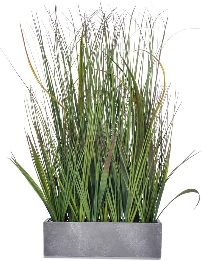 AlphaAcc 20 inch Fake Plants Weather Resistant Evergreen PVC Wheat Grass Plant in Pot Realistic Looking Fake Sea Grass for Home Office Decor Artificial Indoor Plant