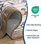 Lessymo 2 x 10 Long Runner Rug for Hallway, Washable Entryway Rugs Boho Faux Wool Low Pile Rug for Kitchen, Floral Medallion Vintage Rugs with Non-Slip Rubber, Brown Beige