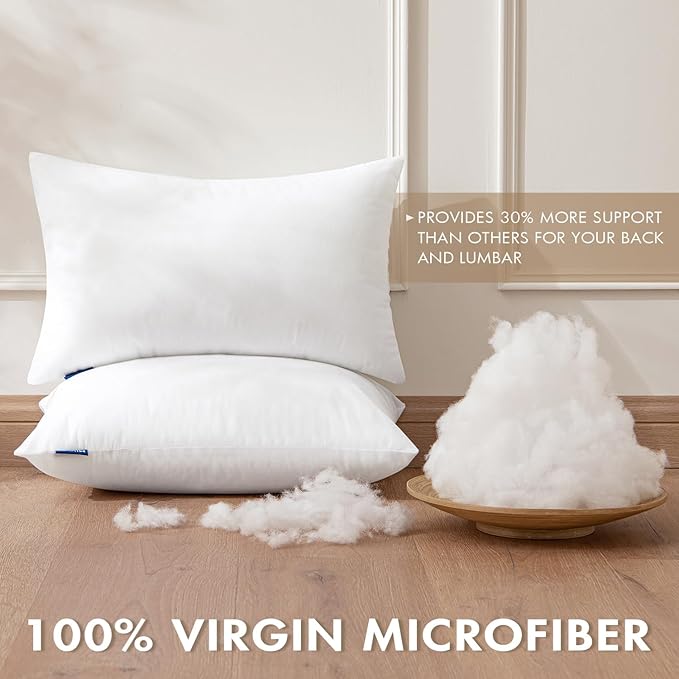 MIULEE Set of 4 Throw Pillow Inserts 12x20 Inches, 100% Virgin Filling Nowoven Pillow Inserts for Couch Sofa Living Room