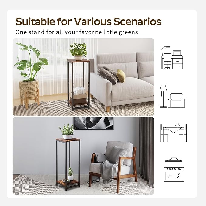 2 Tier Tall Plant Stand Indoor, 32.5" Corner Plant Stands for Indoor Plants Multiple, Multi-Functional Small Side Table for indoor Plants