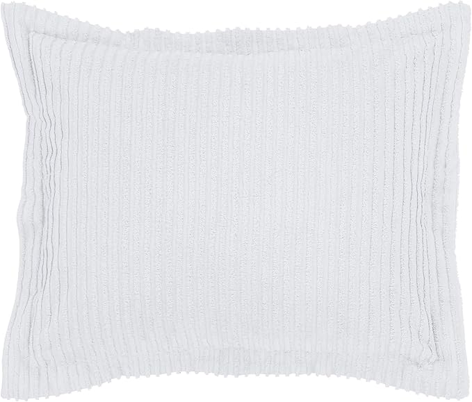 Better Trends Jullian Collection is Super Soft and Light Weight in Bold Stripes Design 100% Cotton Tufted Unique Luxurious Machine Washable Tumble Dry, Standard Sham, White