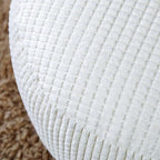 SUTAVIA Pouf Ottoman Cover Unstuffed Pouf Seat Decorative Soft Storage Bean Bag 20x20x8 Inches Floor Footrest for Living Room Bedroom (White, Round)