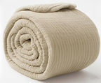 KyraHome 100% Organic Cotton Throw Blankets, 90"x90", Pre-Washed Plant Dyed, Breathable Lightweight Soft Gauze Muslin Blankets for Adults, All Season, Oatmeal Khaki