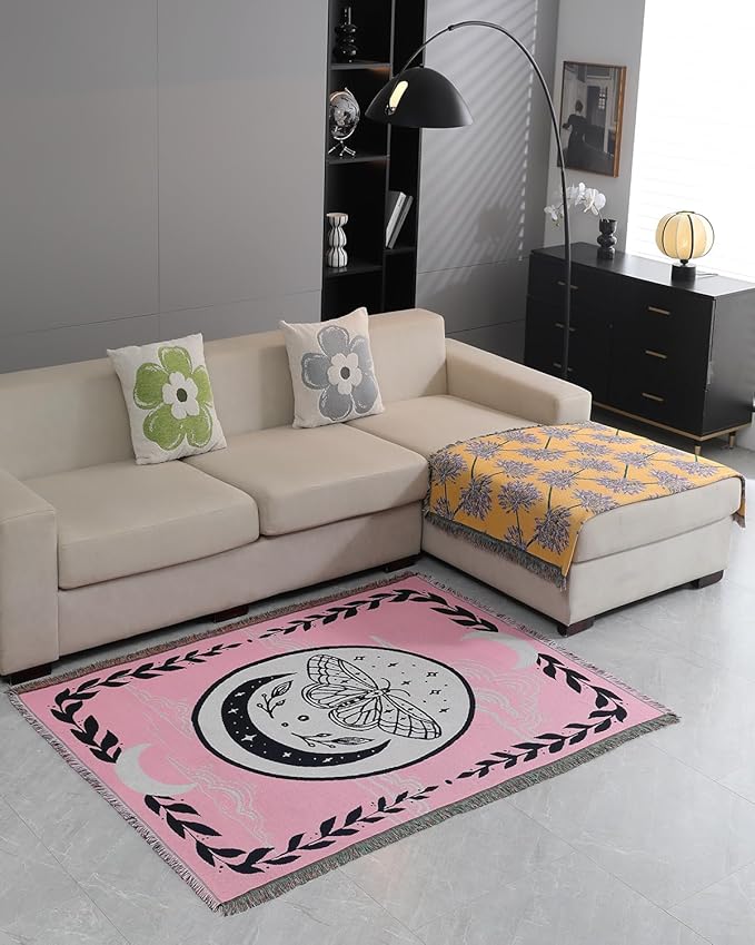 Erke Chair Recliner Cover Boho Throw Blanket Hippie Living Room Decor Wall Hanging Tapestry Outdoor Picnic Camping Rug Mattress Beach Towel Sofa Furniture Slipcover Bohemian 50”x70” The Butterfly Pink