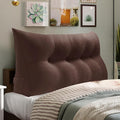 WOWMAX 80% Cotton & 20% Linen Blend Headboard Pillow – Twin Size Reading Wedge Backrest for Bed, Handmade Firm Support Bolster Cushion with Removable Cover, Premium Bed Rest Pillow, Brown