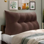 WOWMAX 80% Cotton & 20% Linen Blend Headboard Pillow – Twin Size Reading Wedge Backrest for Bed, Handmade Firm Support Bolster Cushion with Removable Cover, Premium Bed Rest Pillow, Brown